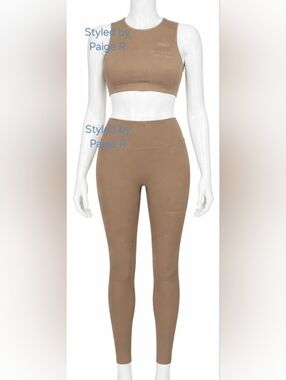 ❤️NWT SKIMS Sporty Scuba Wetsuit Swim High Neck Top And Pants Set Nude DESERT L